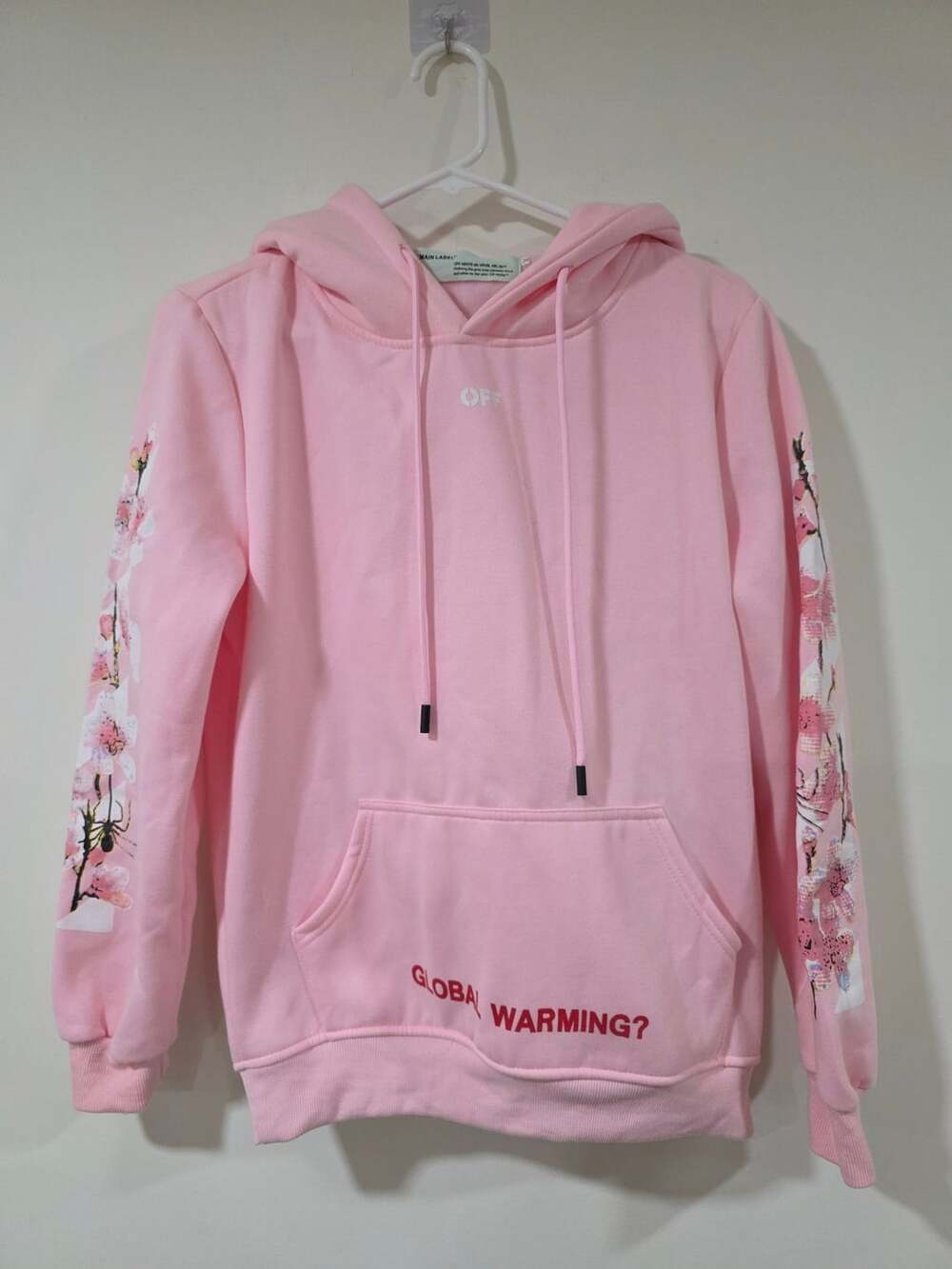Off-White Cherry Blossom Global Warming Pink Hoodie